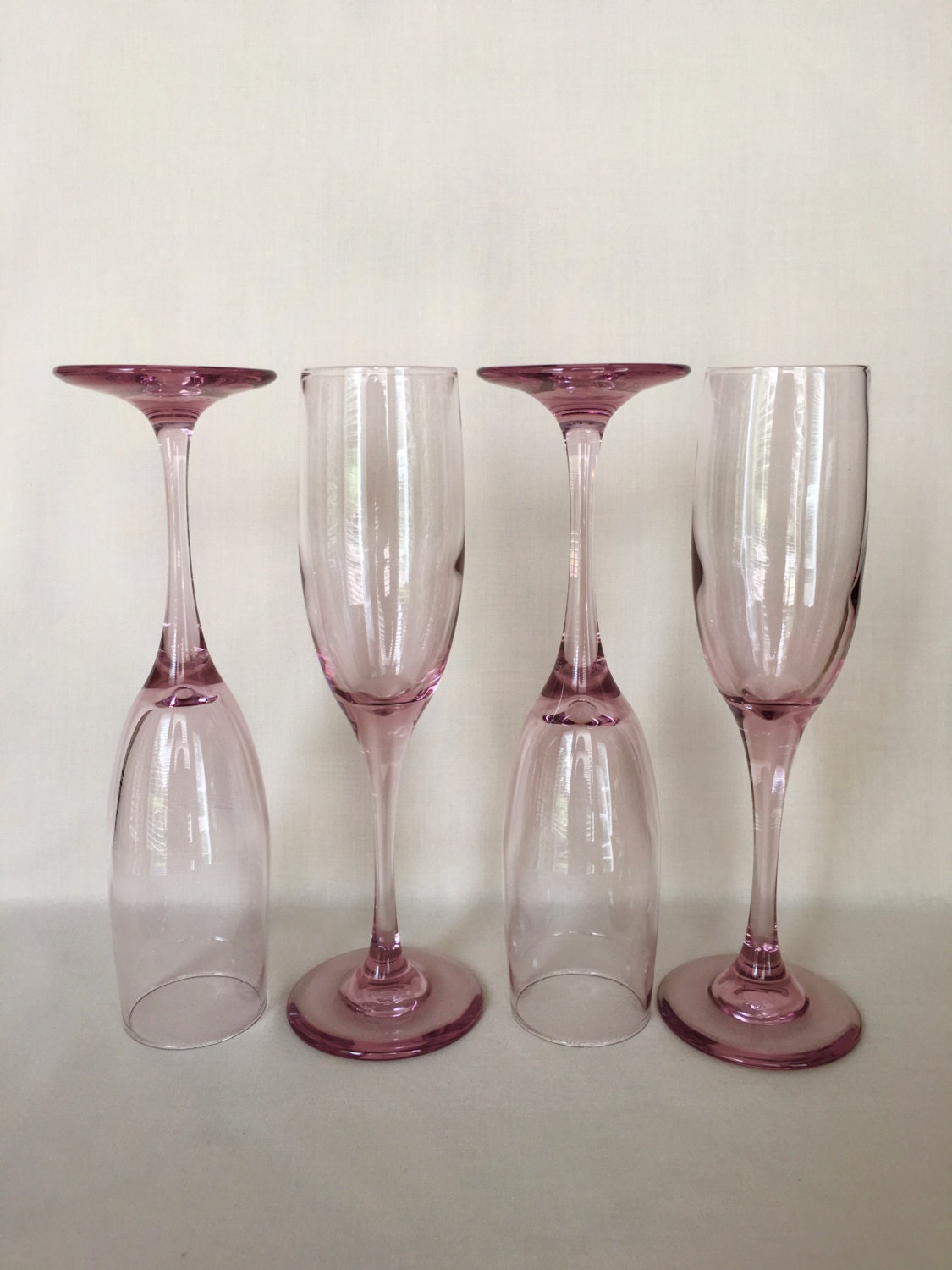 Champagne Flutes Vintage Pink Flutes Wedding Flutes Libbey