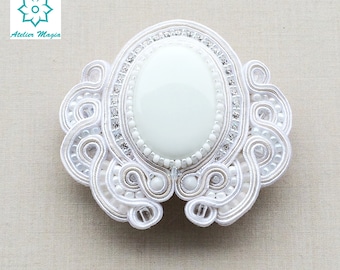 soutache hair barrette, hair clip, pin, hair clasp, bridal barrette ,bridal haircomb, pince à cheveux, pinza de pelo, clip di capelli