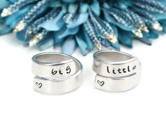 Big Little Sorority Hand Stamped Wrap Ring | Hand Stamped Jewelry | Greek | Big Sister Little Sister | Big Little Reveal | Big Little Gift