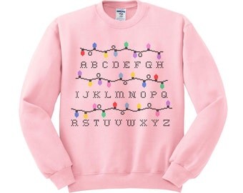 Stranger Christmas Lights Sweatshirt, Netflix Christmas, Alphabet Shirt, Ugly Sweater, Joyce Stranger, Christmas 2016