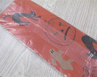 Vintage 1960s Halloween Crepe Paper Dennison 50s Black Cat Ghost Pumpkin Owl JOL Unused Package Party Decorations Cute Jack O Lantern