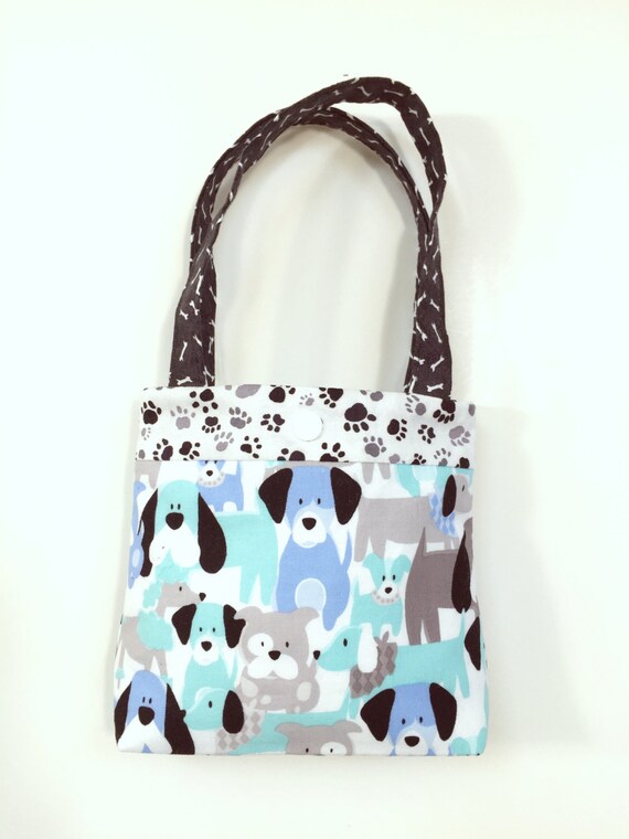 Toddler tote little girl purse dog and puppy tote blue purse