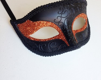 Masquerade Mask, Simple Mask, Venetian Mask, Party Masks, Face Masks, Party Mask In Orange for Halloween