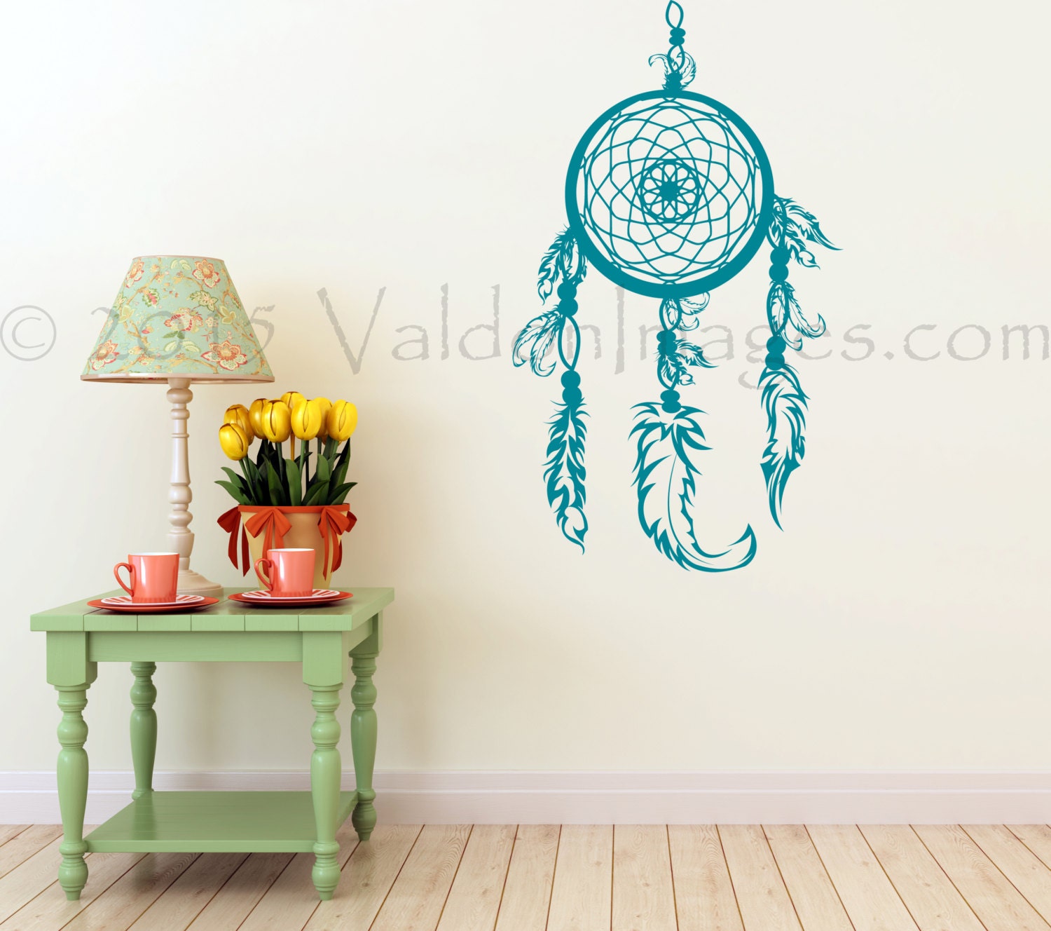 Teal dream catcher wall decal boho wall decal wall sticker