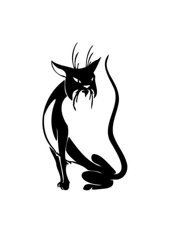 Black Cat Sticker Skinny Cat Sitting Di Cut Decal