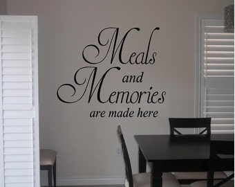Vinyl Meals and Memories Are Made Here Kitchen Decal, Dining Room Meals and Memories Wall Decor, Kitchen Wall Art