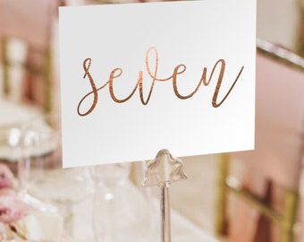 Notulen Rose Gold Foil Table Numbers - Rose Gold Table Number Cards - Two Sided - Wedding Table Numbers with Rose Gold Foil #TN101RG