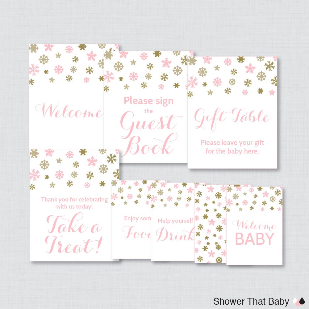 Printable Winter Baby Shower Table Signs EIGHT Signs