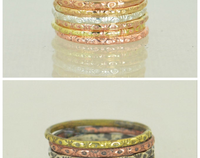 Bohemian Stacking Rings, BoHo Rings, Tribal Rings, Eye Stacking Ring, Rustic Ring, Sterling Ring, Brass Ring, Bronze Ring, Gold Ring-G1
