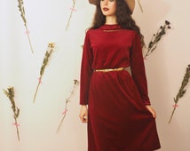 Tabeer Red Velvet Dress | Mw4s022-32 main image 0
