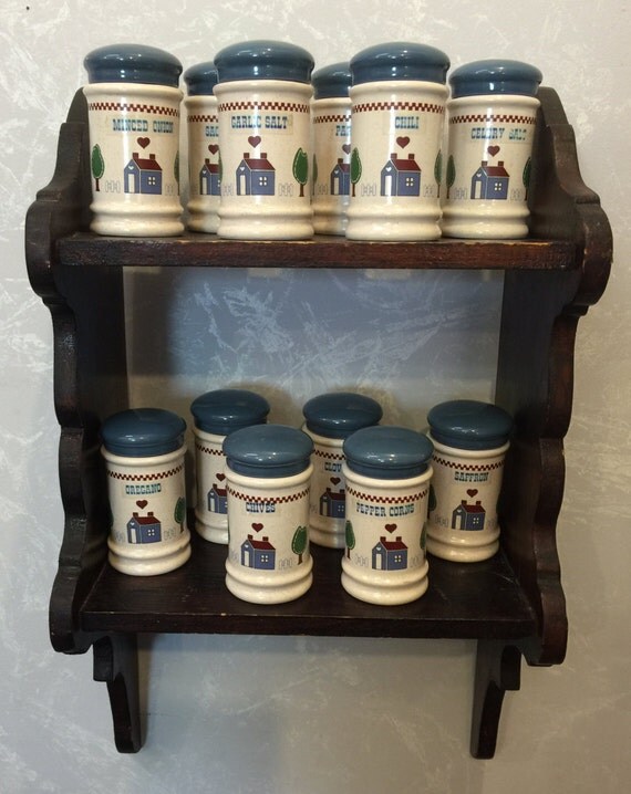 Spice Jar Set Porcelain Home Sweet Home Vintage Set of 12