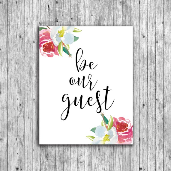 Items similar to Be Our Guest Watercolor Printable Watercolor Flowers ...