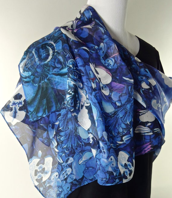 royal blue chiffon shawl