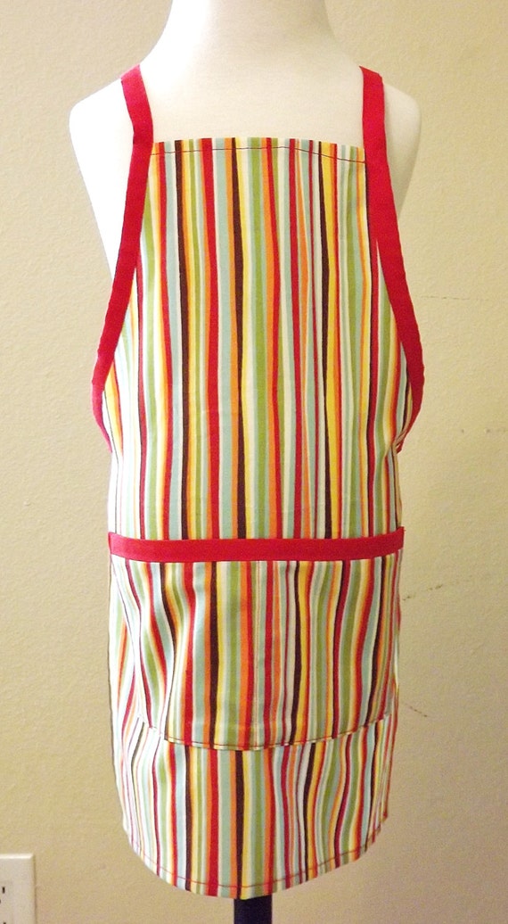 Toddler Apron Child Apron Pretend Play Kitchen Stripes Red