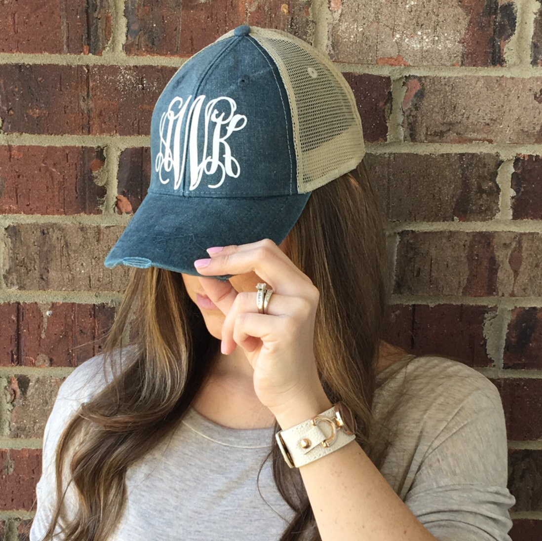 Monogram Distress Hat Monogram Trucker Hat Monogram Cap