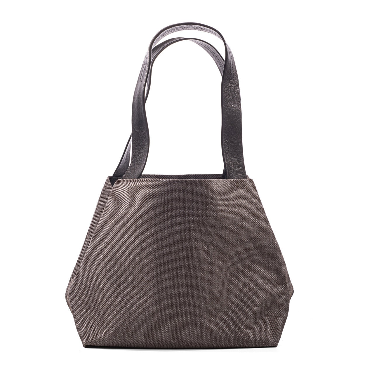 canvas tote with leather handles small canvas bag by KisimBags
