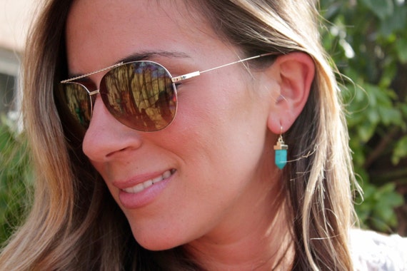 BUY 2 Get 1 FREE! Turquoise Earring, Turquoise Spike Earring, Britt inspired earring, Howlite earring, Dangle Earrings, Best Selling Items