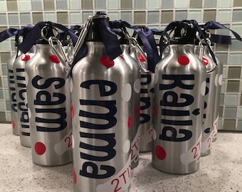 Personalized Aluminum Water Bottles - Birthday Favor - Water Bottle Favors - Kids Gifts - Team Gifts - Sports - BPA Free - Various Colors