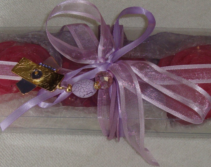 Purple Zen Glycerin Soap Gift Set, Luxury Royalty Soaps, Zen Beauty Jewelry, Floral Handmade Soap, Graduation Gift for Her, Birthday Gift