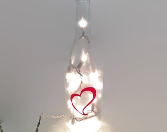 Heart Wine Bottle Light / Anniversary Present / Nightlight / Wedding / Holiday Gift Ideas
