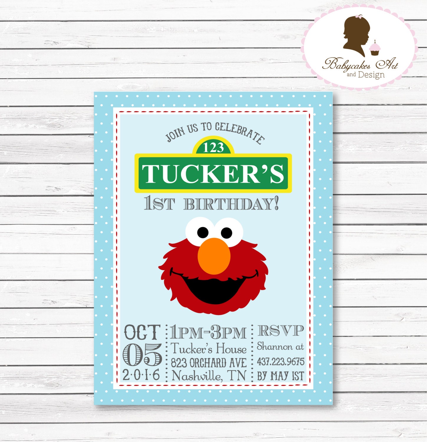 DIY Elmo 1st Birthday Party Invitation Elmo by BabycakesArt