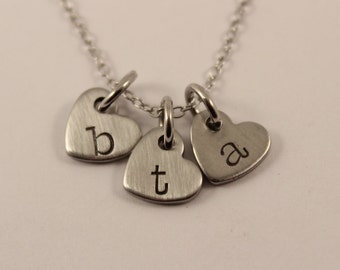 Hand Stamped Mother's / Mommy Necklace - personalized Initial mothers necklace