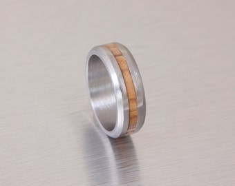 Titanium Wood ring Titanium Ring man ring Olive Wood ring // Mens Wood Rings //wood Wedding Band //Men's wedding Band