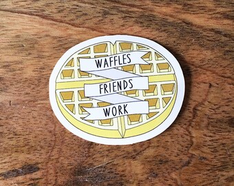 Leslie Knope - Waffles Friends Work - Vinyl Stickers