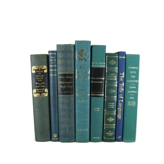 Blue Green Decorative Books Green Vintage Books Home Decor