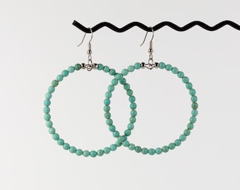 Large Boho Hoop Earrings Turquoise