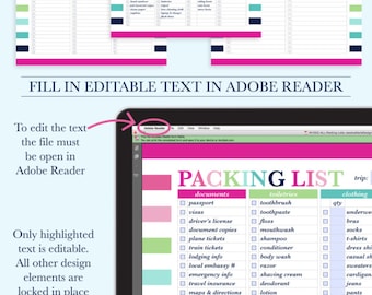 editable packing list