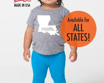 All States and Washington DC 'Roots.' Tri Blend Baby T-Shirt - Infant Boy and Girl Tee