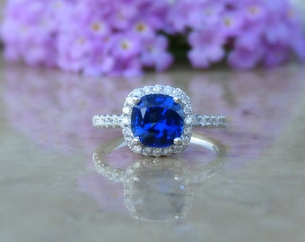 Sapphire Engagement Ring, Blue Sapphire Ring, Sapphire and Diamond Ring, Engagement Ring, 14kt, Size 6, IN STOCK