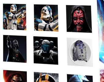 Star Wars 2x2 inch - Digital Collage Sheet 2x2 inch size printable images gift tags papercraft scrapbook