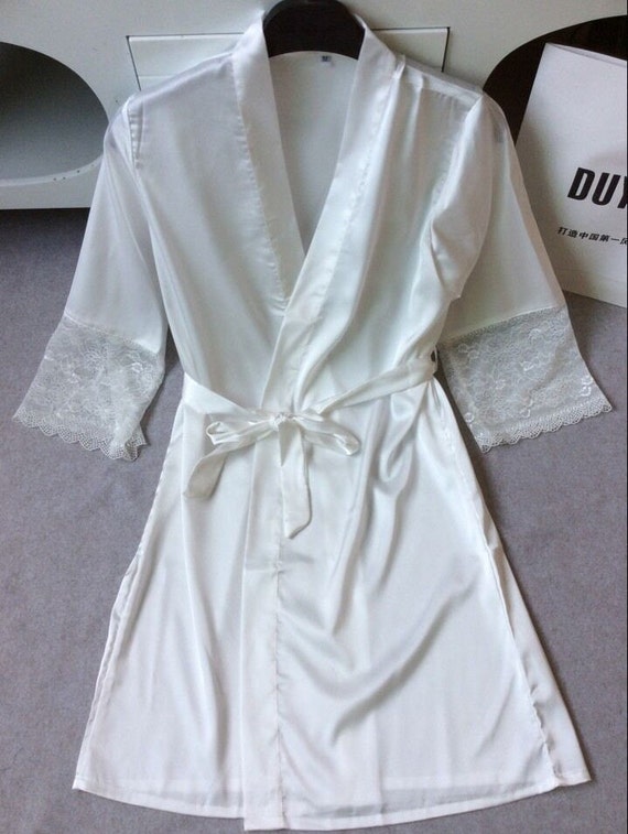 white satin robe bride