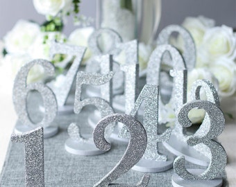 Wedding Table Numbers-Metallic Paint or Glitter-Detachable Base for easy storage TNPSB