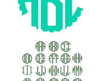 Scalloped Circle Monogram Svg, Scalloped Circle Monogram Alphabet, Svg Fonts, Cricut Fonts, Silhouette Cut Files