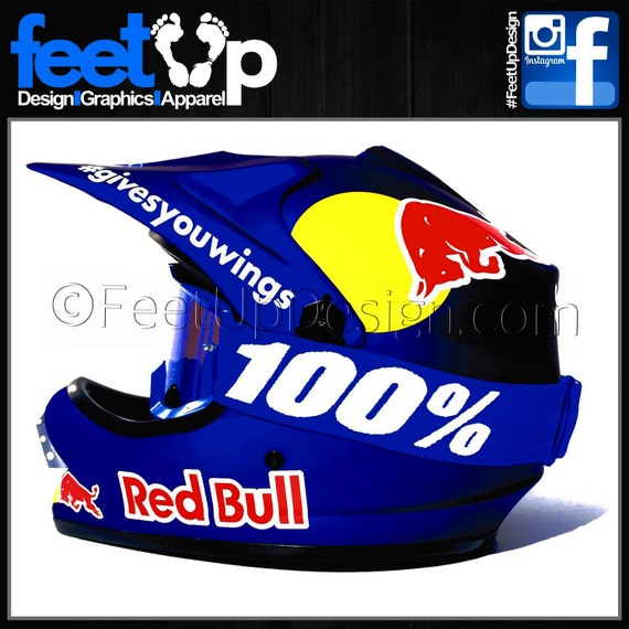 Red Bull Style Helmet Sticker Graphics set