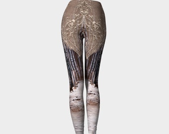Winter Forest Performance Wear Leggings, Eco-friendly and printed from original art