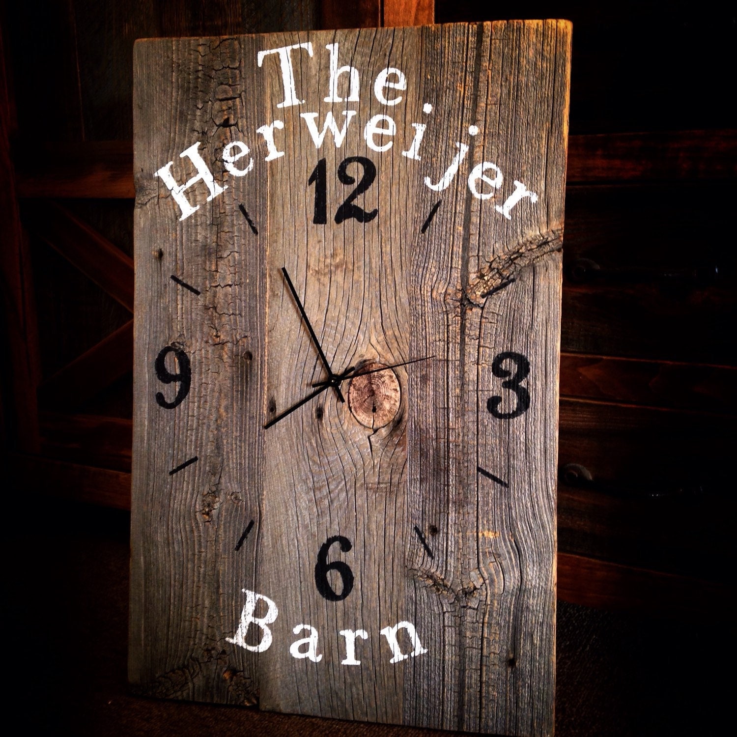 Reclaimed barnwood wall clock custom barn wood clock large