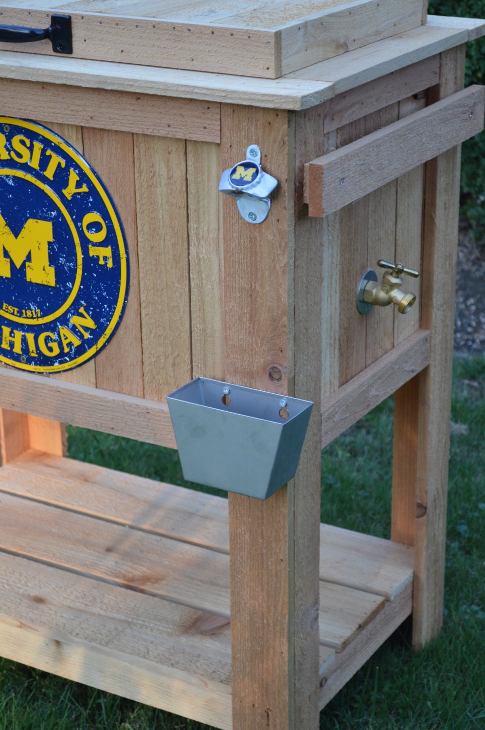 SPECIAL EDITION Michigan Rustic Ice Chest Cooler Stand with