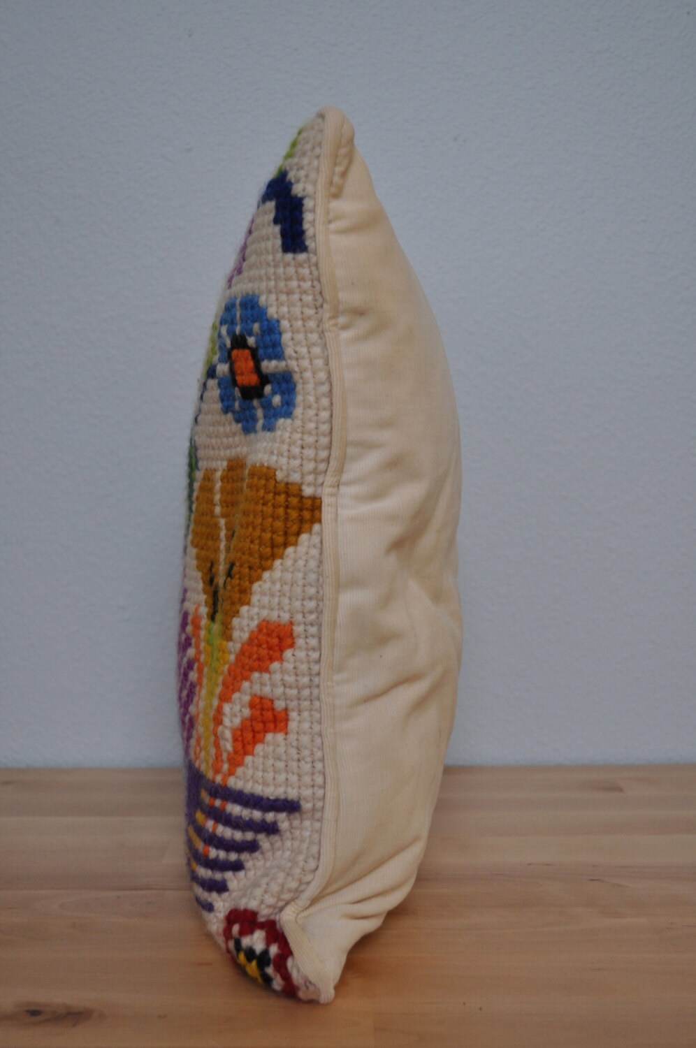 Vintage Mexican Cross Stitch Decorative Pillow