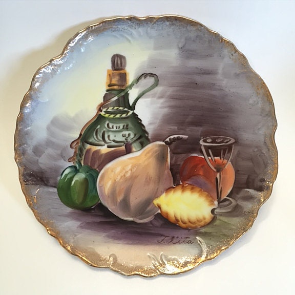 Vintage Ucagco Ceramic Japan Hand Painted Scalloped Gold Edge