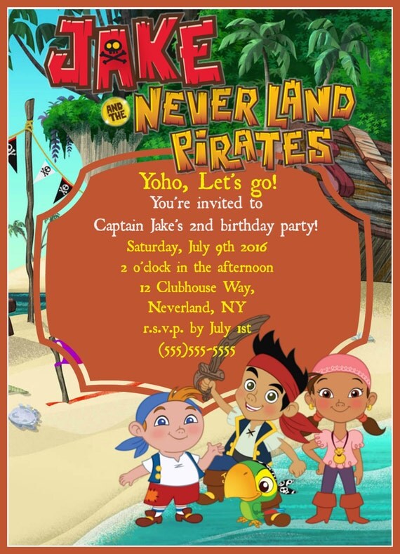 Jake and the Neverland Pirates Birthday Invitations digital