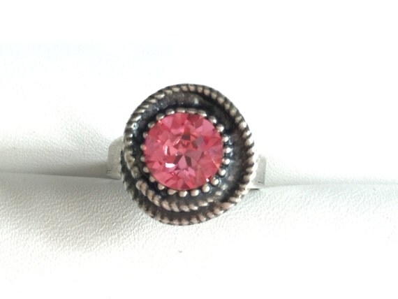 Swarovski Rose Ring, Rose Crystal Ring, Rose Crystal Rope Ring, Swarovski Rose Crystal Ring, Swarovski Pink Crystal Ring