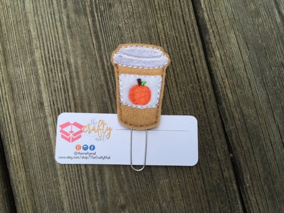 Pumpkin Spice Latte Planner Clip/Paper Clip/Feltie Clip.