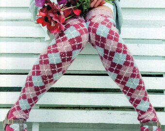 Thigh High Socks Stockings Knitting Pattern Over The Knee Argyle Socks Stockings Knitting Pattern PDF Instant Digital Download