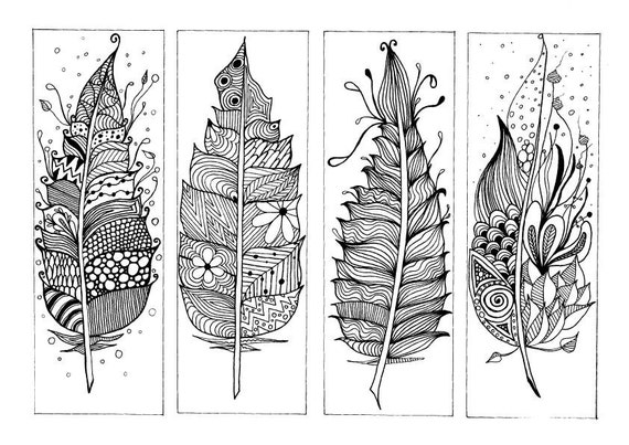 book printable mini y Inspired Hand Page Zentangle drawn Book Marks Colouring