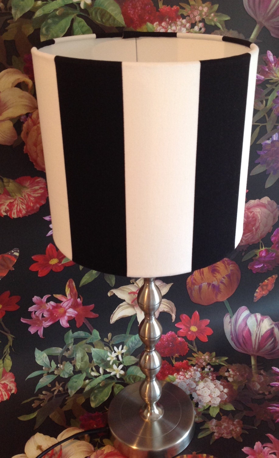 LAMPSHADE. Stripes Stripy Black and White Monochrome Lamp shade