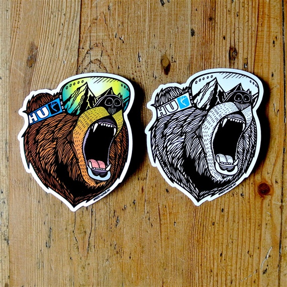 Bear Vinyl Sticker Pack, Snowboard Sticker, Adventure Sticker, Mountain ...